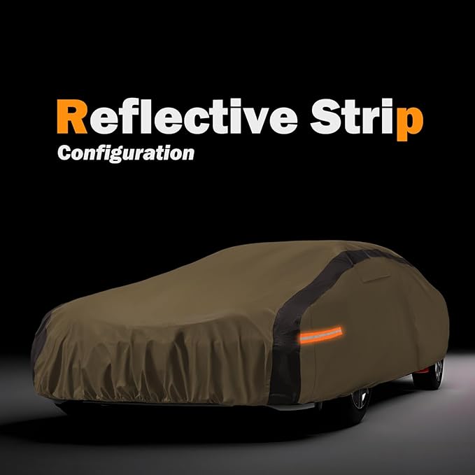 Car Cover Waterproof All Weather Compatible with Jeep Grand Cherokee, Outdoor Anti-UV Sun Rain Protection Full Exterior Cover (Camel with Brown)