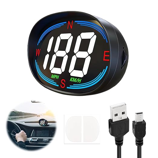 GPS Digital Speedometer for Car MPH, Universal HUD Speed Meter with LED Large Font Head Up Display Car Accessories with USB Cable Plug Play for Truck Motor SUV Golf Cart All Vehicles (H2 Speedometer)