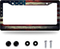 American Flag License Plate Frame Vintage USA Flag License Plate Stainless Steel Funny License Plate Holder Patriotic Car Accessories Decoration with Screws Fits Standard Vehicles Size 12.3" x 6.3"