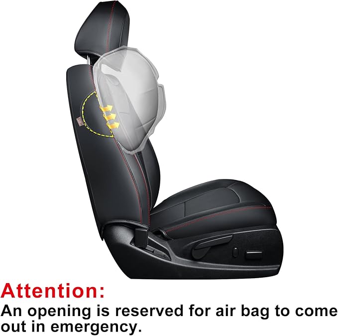 LUCKYMAN CLUB Chevy Colorado Seat Covers, fit for 2015-2022 Colorado Crew Cab Z71 LT ZR2 Work Truck with Faux Leather (Black&Red)
