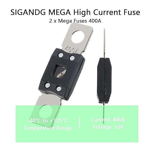 400A MEGA High Current Fuse - 400 Amp Bolt-on Fuse for Cars, Trucks, Construction Vehicles, Buses, Caravans (2 Pcs)