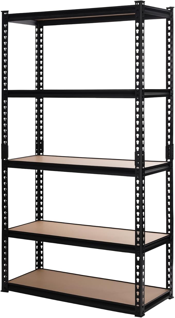 Garage Storage Shelves 35.43" W x 15.75" D x 72" H, 5 Tier Storage Rack Adjustable Black Metal Shelving for Warehouse, Pantry, Closet