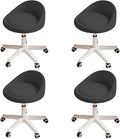 Rolling Stool Set of 4 Rolling Hydraulic Salon Stool with Low Backrest - Adjustable Swivel Chair for SPA, Shop, Salon, Massage, or Medical Office Black