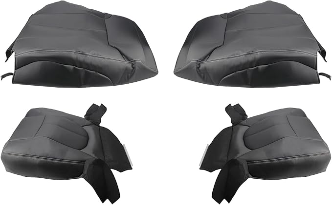AUTOKAY Car Seat Covers for Ford Ford F250 F350 F450 F550 11-16, 4 Pcs Waterproof Faux Leatherette Cushion Cover Front Bottom & Top Back Synthetic Leather Seat Cover Black