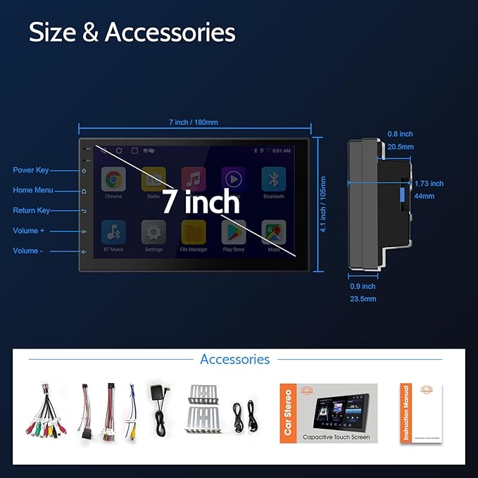 7 Inch Double Din carplay Screen,with Wireless CarPlay and Android Auto Car Stereo,HD Touch Car Radio with Mirror Link,Bluetooth,AUX,FM Transmitter for All Vehicle(No reversing Camera)