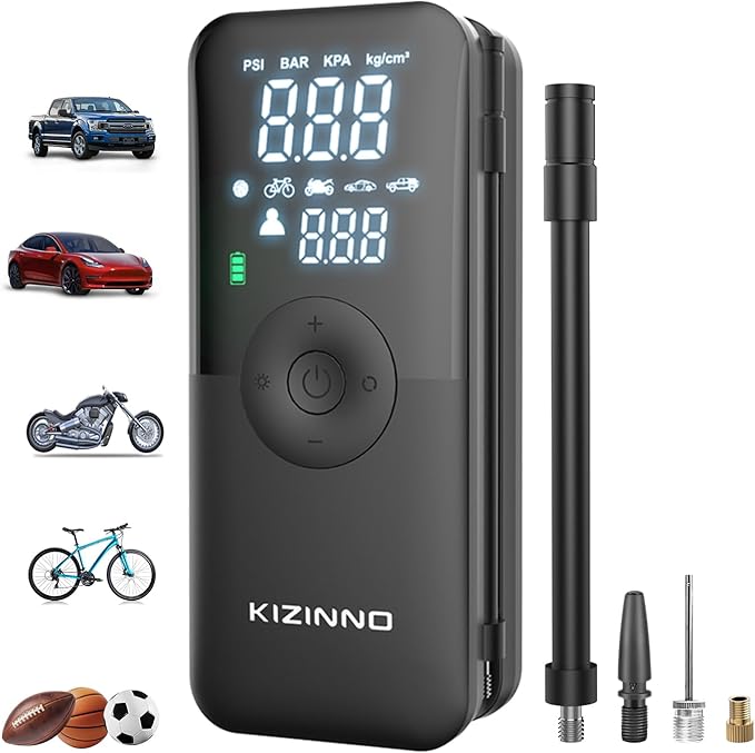 Tire Inflator Portable Air Compressor - Faster Inflation 150PSI Cordless Air Pump, Deflation Button, Digital Pressure Gauge, Portable Tire Inflator for Car, Pickup, Motor and More (Black)