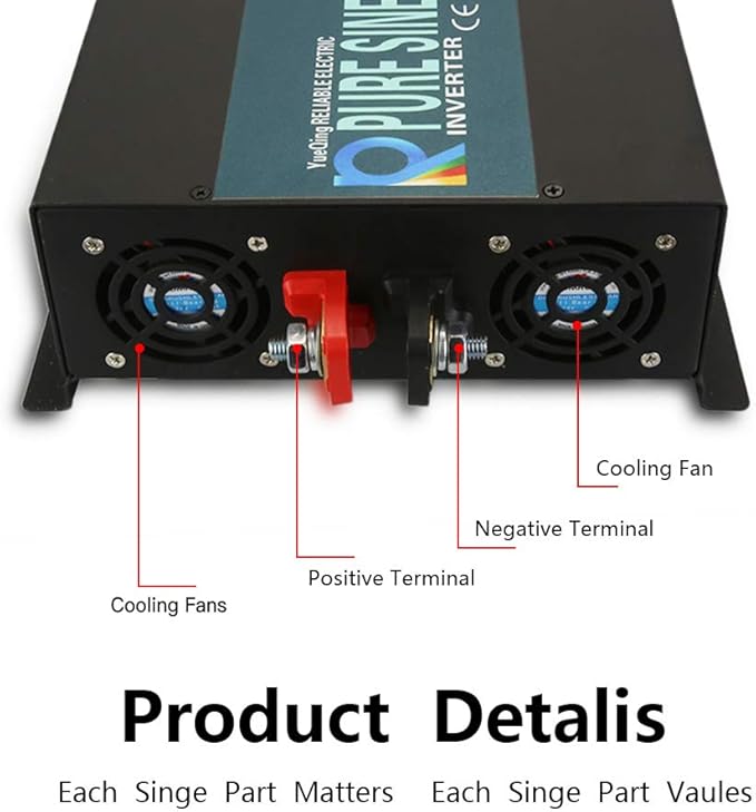 WZRELB Strong Driving Capacity 2500W 24VDC to 120VAC Pure Sine Wave Inverter Power Converter (RBP250024B1), Black
