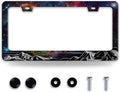 Starry Sky Mountains License Plate Frame Beautiful Galaxy License Plate Holder Funny Stainless Steel Accessories Cars Decor with 2 Holes and Screws Fits Standard Us Ca Vehicles 12.2 X 6 Inch