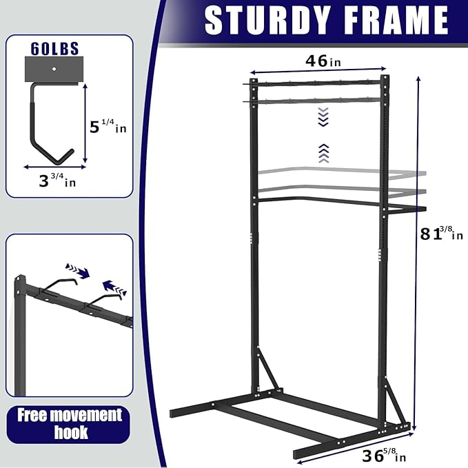 Freestanding Bike Storage Rack, Vertical Bike Holder Holds Up to 5 Bikes, Durable Solid Steel Bicycle Stand for Indoor Garage