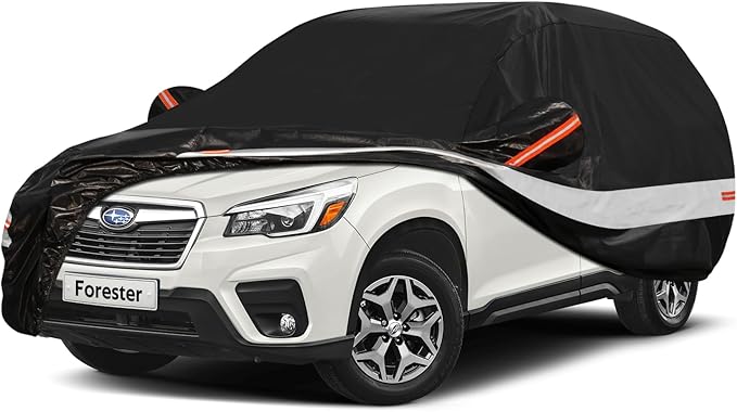 10 Layers SUV Car Cover Custom Fit for Subaru Forester (1998-2024) Waterproof All Weather for Automobiles, Outdoor Full Cover Sun UV Rain Protection with Cotton.Black