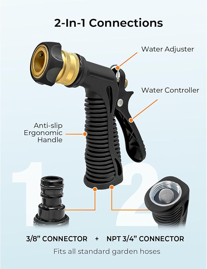 Car Wash Foam Gun + Microfiber Wash Mitt - Car Foam Sprayer - Foam Cannon for Hose - Spray Foam Gun Cleaner - Snow Foam Blaster for Cars, Boats, RVs, Foam Cannon Connects to Any Garden Hose