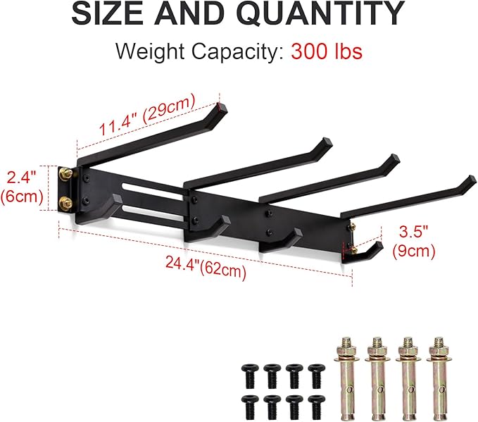 Folding Chair Storage Hangers Garage Wall Mounted, Heavy Duty Garden Tool Storage Rack, Garage Hooks for Ladders, Chairs, Shovels, Broom, Power Tools,Holds up to 300 lbs