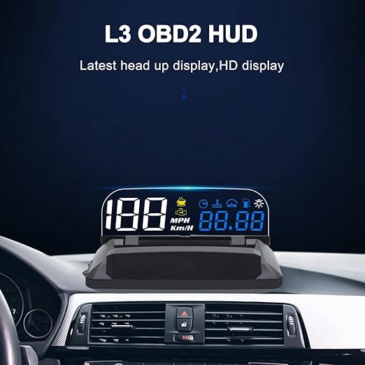 KAOLALI Car Hud Head Up Display Speedometer Odometer OBD2 HD 3D Reflection Multi-Function Display Overspeed Alarm for Cars