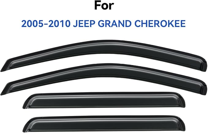 Window Visors Rain Guards Shield for 2005-2010 Jeep Grand Cherokee, Out-Channel Window Vent Wind Deflectors Visors Shades for 05-10 Grand Cherokee