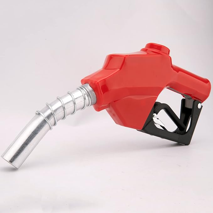 1-3/16"Automatic Fuel Nozzle, Car Fuel Filling Nozzle,Auto Shut-Off Fuel Nozzle, High Flow Automatic Fuel Nozzle, Suitable for Filling Diesel,Kerosene and Various Gasoline(inlet 1”NPT,32GPM) Red