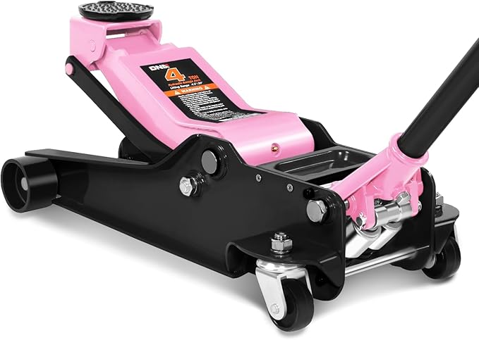 DNA MOTORING Floor Jack 4 Ton (8000 lbs) Capacity, Fast Lift Low Profile Hydraulic Trolley Jack, Steel Heavy-Duty Service Car Jack, Lifting Range 4.5"-20", Pink, TOOLS-00308-PK