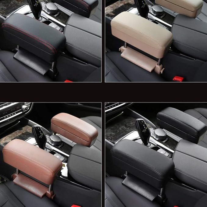 JEYODA Car Armrest Box Adjustable Pad Refit Car Central Lift Armres Storage Organizer Box Arm Rest(Beige)