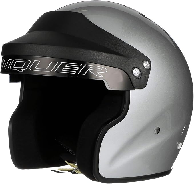 Conquer Snell SA2020 Approved Open Face Auto Racing Race Car Helmet - Adult | Men | Women | Youth - ( Black / White / Silver )