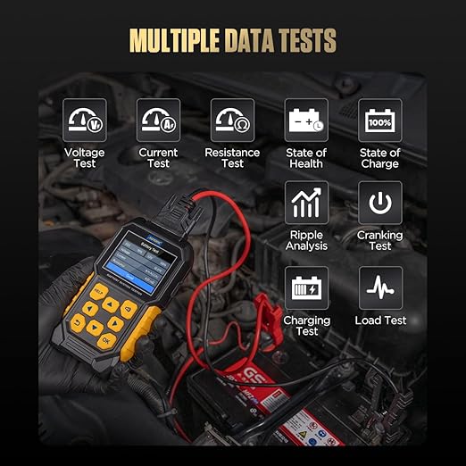Automotive Battery Load Tester 12V/24V 100-2400 CCA Car Battery Analyzer Charging Cranking System Tester for Heavy Duty Trucks Motorcycle ATV SUV Boat Yacht