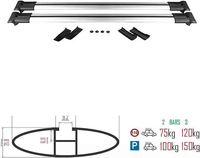 Roof Racks Cross Bars for Subaru Outback Wilderness 2021 2024 Roof top Cargo Box Tent Bike Kano Basket Carrier Gray Aluminum