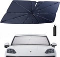Windshield Sun Shade Umbrella for 2019-2025 Porsche Cayenne: Custom Fit 210T Silver, Foldable Sunshade Front Window Sun Visor, Blocks UV Rays, Keeps Car Cool for Base/S/GTS/Turbo/E-Hybrid/Coupe
