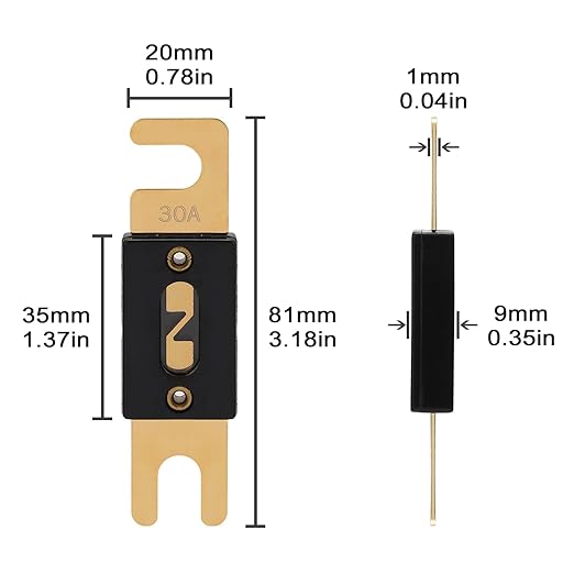 30A ANL Fuse 30 Amp Inline Blade Fuses 32V for Car Audio Inverter Automotive Stereo (Pack of 3 pcs)