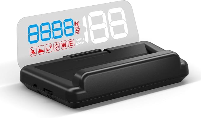 Universal Car HUD Head Up Display T900, with Satellite Clock, Single Driving Time and Single Driving Distance, Work for All Vehicles