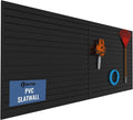 Slatwall Panel Garage Organizer PVC Slatwall Heavy Duty Wall Mounted Rack, Interlocking Slat Wall Panels for Tool Organization Peg Board (Black 4 x 8 ft)