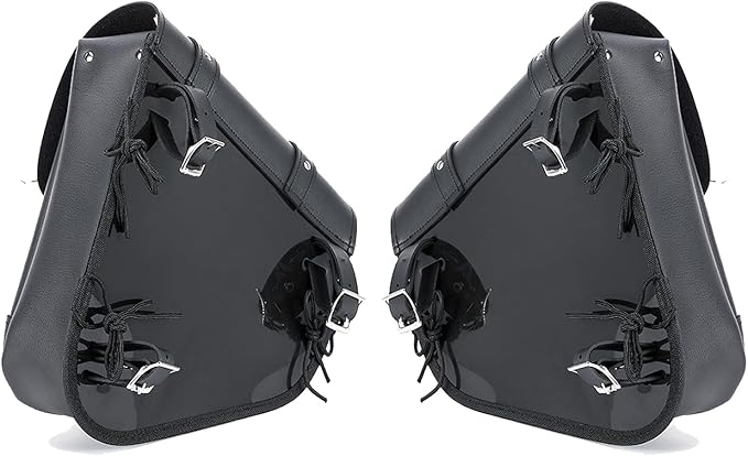 Gargoyle Bells Solo Swing Arm Bags - PVC Waterproof Motorcycle Luggage for Sportster Softail (Right + Left, Black)