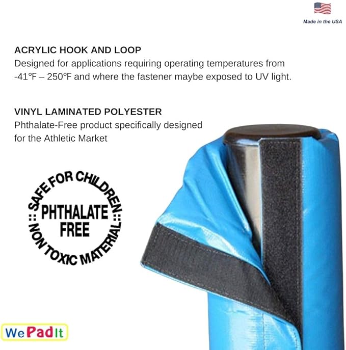 Safety Pole Pad, 4 FT Tall, 1” Thick Foam, Weatherproof, UV-Resistant, Hook/Loop Closure, Pickleball Pole Pad