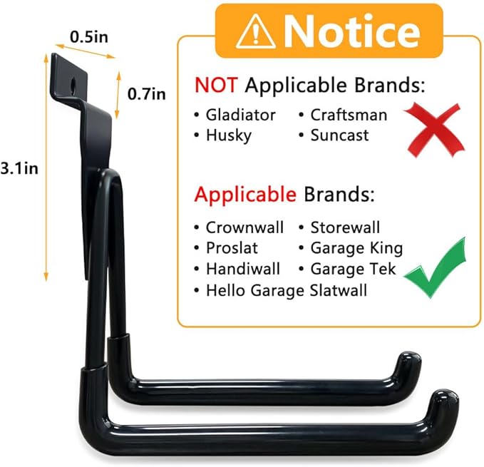 Slatwall Hooks, Slat Wall Accessories Multi Size Garage Hooks Storage Utility Hanging Hooks Wall Mount Tool Holder for Ladder Garden Tools (14 Pack, Black)