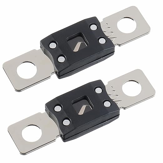 100A MEGA High Current Fuse - 100 Amp Bolt-on Fuse for Cars, Trucks, Construction Vehicles, Buses, Caravans (2 Pcs)