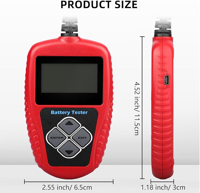 ANCEL BA101 Car Battery Tester, 12V Digital Automotive Alternator Meter Diagnostic Tool,100-2000 CCA Load Capacity, Charging & Cranking Analyzer for Truck, Boat, RV, Marine Vehicle, and More