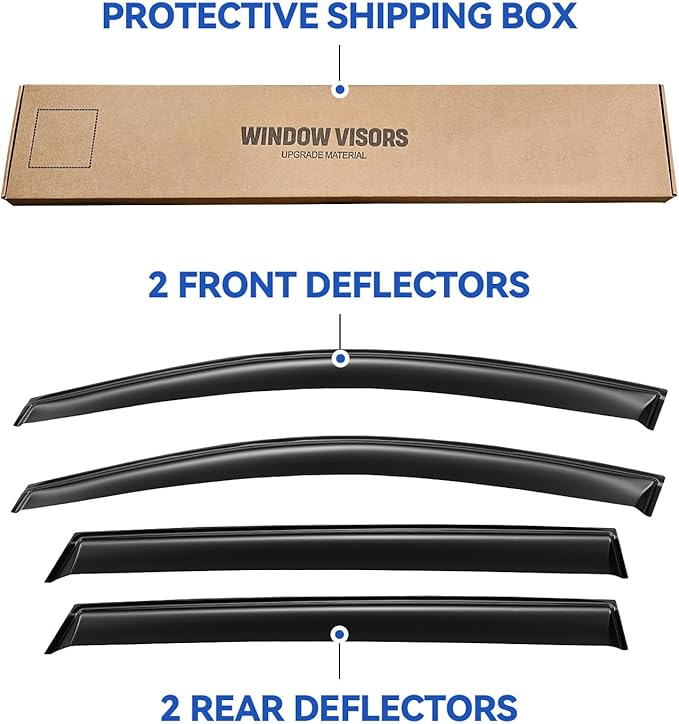 Window Visors Rain Guards for 2016 2017 2018 2019 2020 Kia Sorento, Out-Channel Window Vent Wind Deflectors Visors Shades for 16 17 18 19 20 Sorento