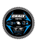 CRALY 12 Inch 60 Teeth Steel and Ferrous Metal Cutting Circular Saw Blade, 1 Inch Arbor, Thin Kerf, Professional Carbide Tipped Blade for Angle Iron, Threaded Rod, EMT Conduit(C1260MC)