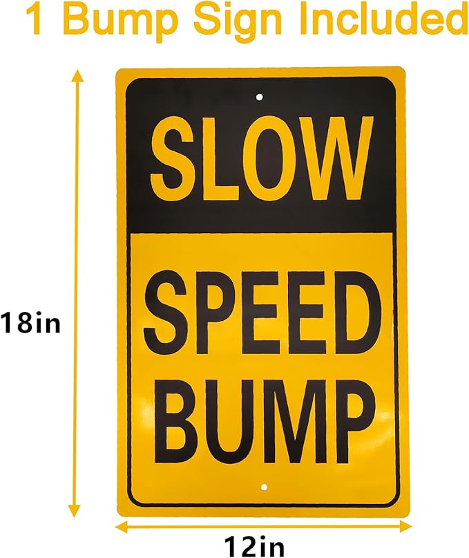 10ft Portable Speed Bump Plastic Humps with Slow Down Sign for Road Neighborhood Garage Parking Driveway