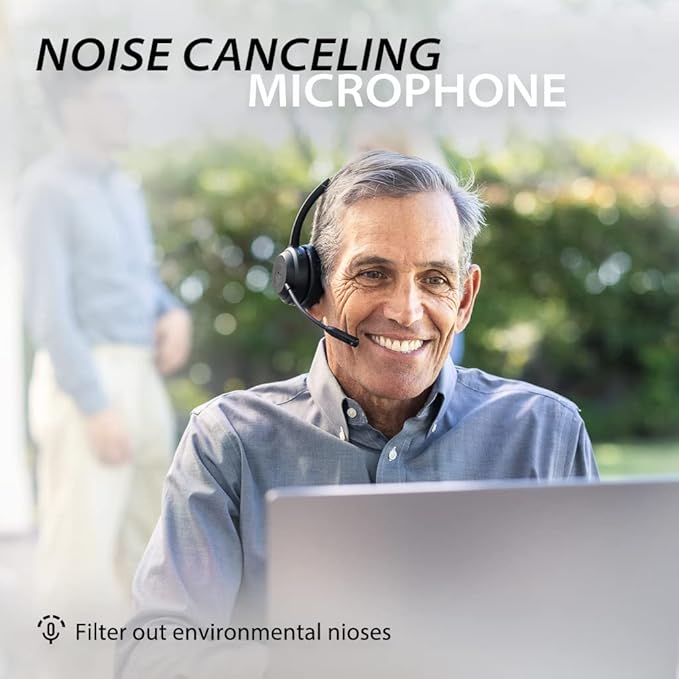 Alto Solo - Wireless Headset with Mic for Work with Qualcomm Bluetooth Solution, CVC Noise-Canceling for PC, Computer & Laptop, Charging Stand, Mute Button, Wired Headphones Option
