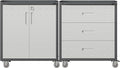Metal Tool Cabinet,Garage Storage Cabinet System,Wall Cabinet & Locking Rolling Tool Cabinet with Doors and Adjustable Shelves,Steel Tool Cabinets for Home,Office (2 Pcs-StyleC, Black & Grey)