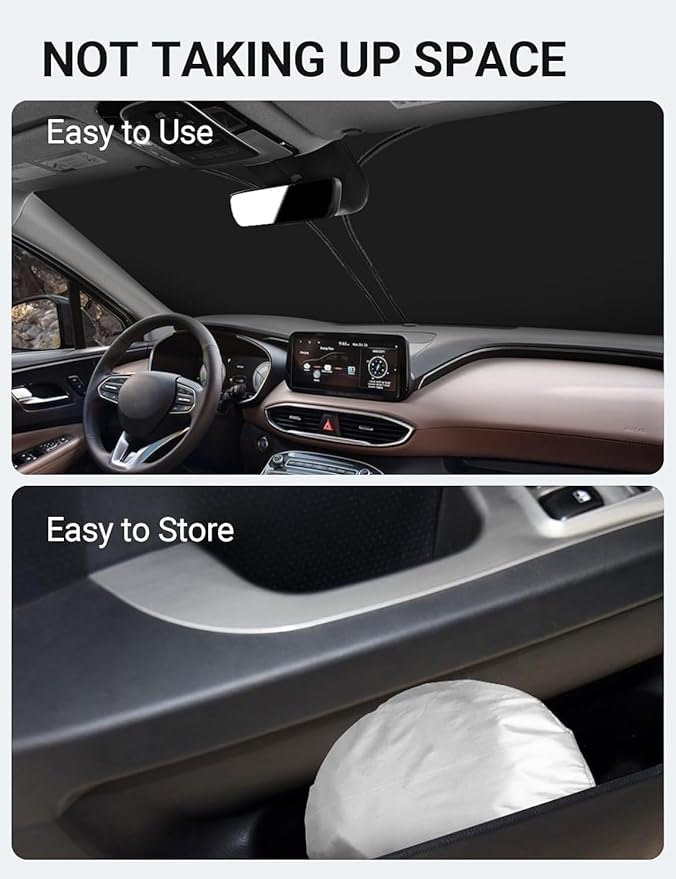 Proadsy for Hyundai Santa Fe 2019-2025 Windshield Sun Shade 4-Layer Foldable Front Sunshade Protector Sun Visor Blocks UV Rays Keep Car Cooler