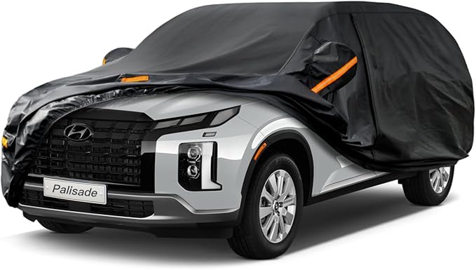 Kayme 7 Layers SUV Car Cover Custom Fit for Hyundai Palisade (2019-2025) Waterproof All Weather for Automobiles, Outdoor Full Cover Rain Sun UV Protection.Black