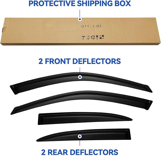 Window Visors Rain Guards for Honda Civic 2001 2002 2003 2004 2005, Out-Channel Window Vent Wind Deflectors Visors Shades for 01-05 Civic 4-Door Sedan