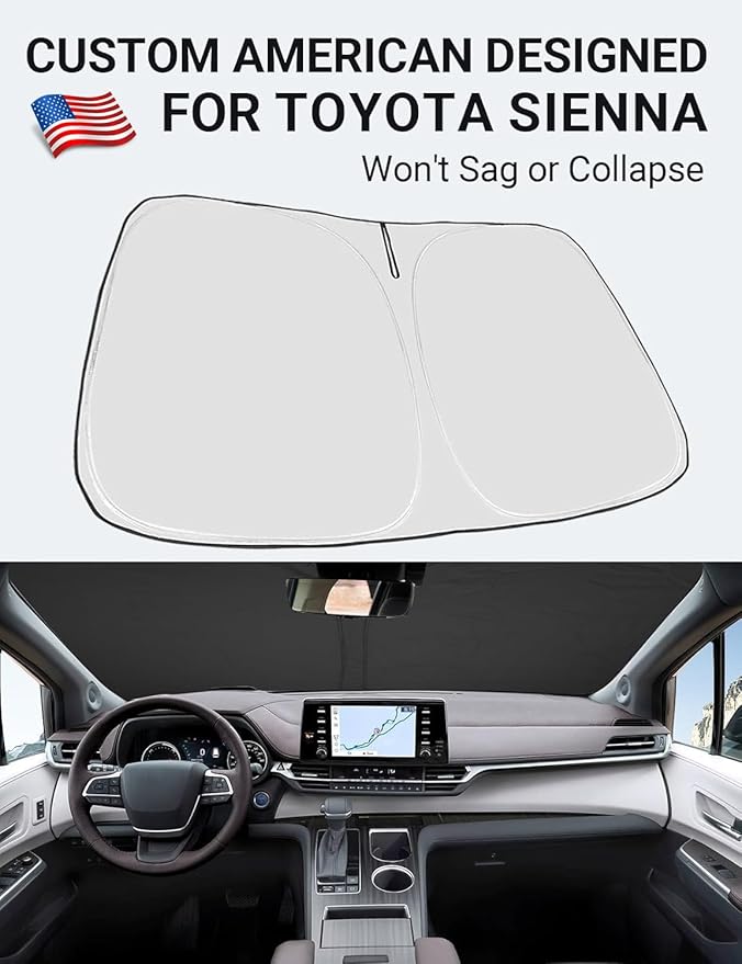 Proadsy Custom Fit 2021-2025 Sienna Mini L LE SE XLE Limited Van Windshield Sun Shade 4-Layer Foldable Front Sunshade Protector Sun Visor Blocks UV Rays Keep Car Cooler