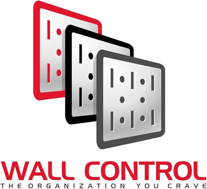 Wall Control Power Tool Storage Organizer Kit Cordless Drill Holder Charging Station Rack 16” x 32” Metal Pegboard Organization System (Red Pegboard)