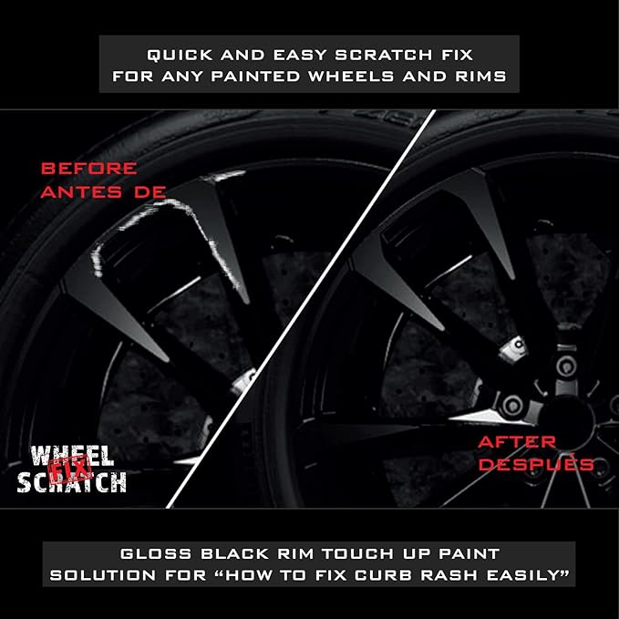 Gloss Black Rim Touch Up Paint Kit, Car Wheel Scratch Repair Kit, Wheel Touch Up Paint Pen, curb rim repair kit, curb rash repair Kit, Universal Rim Alloy Gloss Black Wheel Paint (Gloss Black)