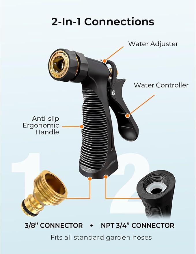 Car Wash Foam Gun + Microfiber Wash Mitt - Car Foam Sprayer - Foam Cannon for Hose - Spray Foam Gun Cleaner - Snow Foam Blaster for Cars, Boats, RVs, Foam Cannon Connects to Any Garden Hose
