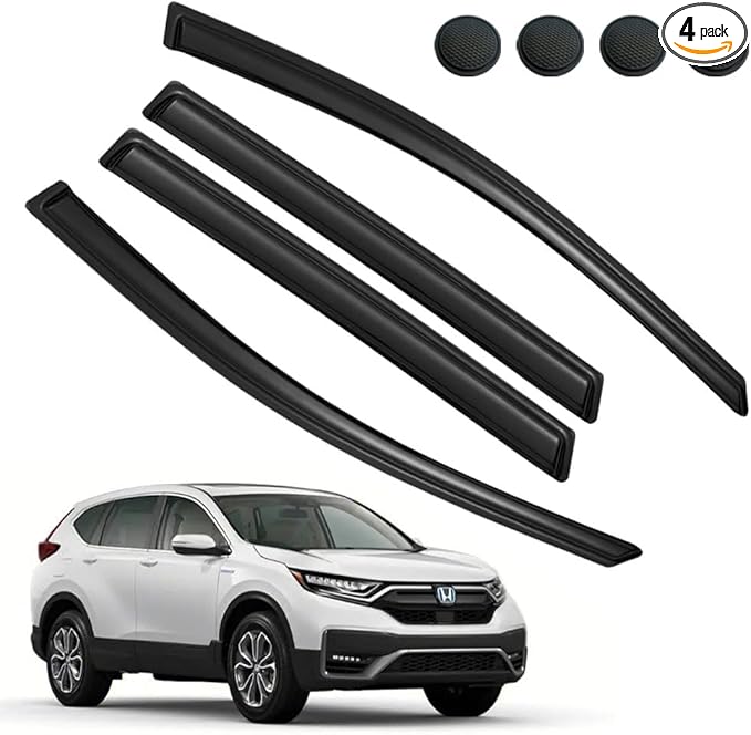 Rain Guards for Honda CR-V 2017-2022, Tape-on Side Window Deflectors for Honda CR-V, Window Visors for Honda Cars, for Honda Car Accessories 4 Rain Guards ＆ 4 Car Coasters