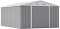 Greesum 10×14 FT Outdoor Storage Shed, Metal Storaged Sheds Without Floor, Tool Sheds with Lockable Doors and Sloping Roof for Garden, Patio, Backyard, Gray