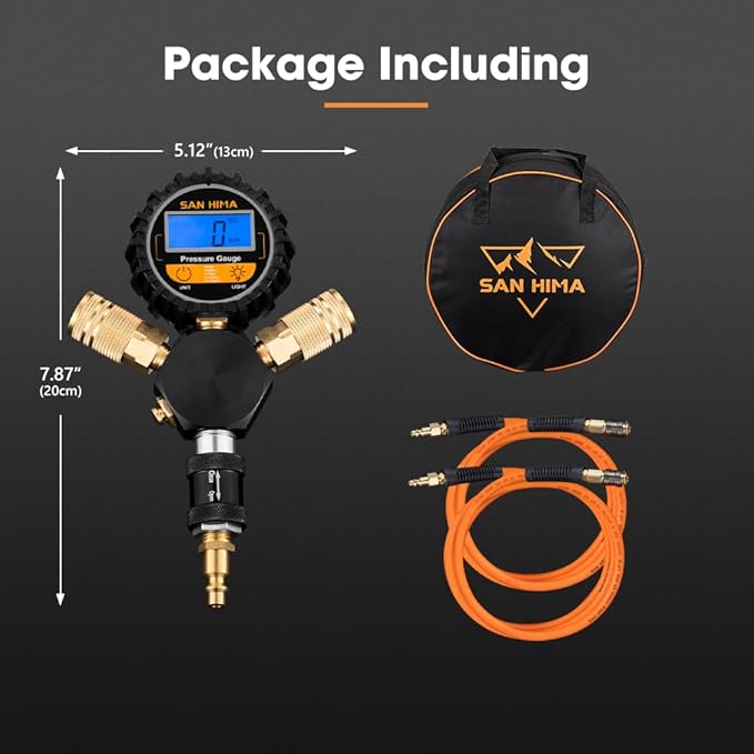 SanHima 2 Tire Inflation Deflation System - Fits up to 200" Wheelbase, Fast High Flow 2-Way Air Down Tire Inflator Deflator for Truck Car Trailer Motocycle