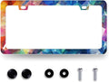 Abstract Shiny License Plate Frame Colorful Bling License Plate Holder for Personalized Car Decorative Stainless Steel Funny License Plate Cool Auto Part with Screws Men Women 12.2" x 6.2"