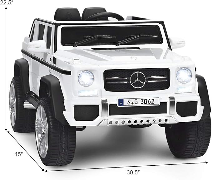 HONEY JOY Ride On Truck, Licensed Mercedes-Benz Maybach G650 Battery Powered Ride On Toys Car w/Remote Control, LED Lights, Music, Slow Start, 12V Electric Cars for Kids, Gift for Boys Girls (White)